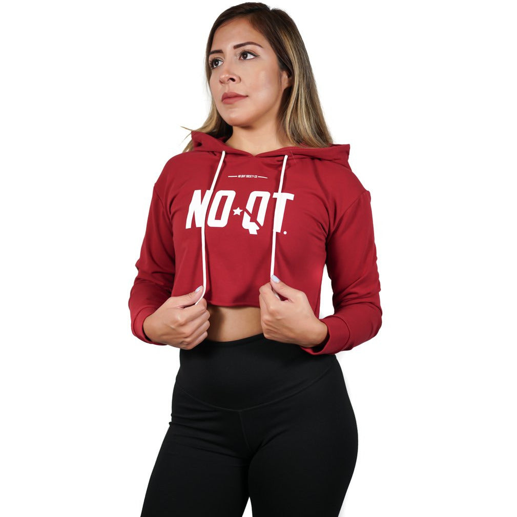DESIRE CROP HOODIE -BURGUNDY - noquitsociety