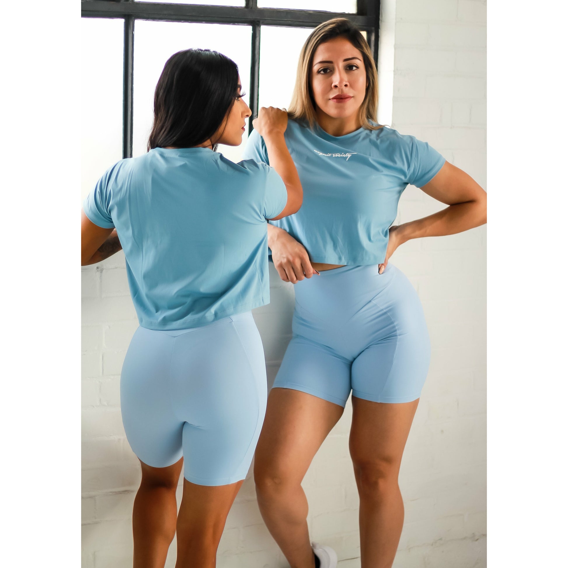 LIMITLESS BIKER SHORTS -MIST BLUE - noquitsociety