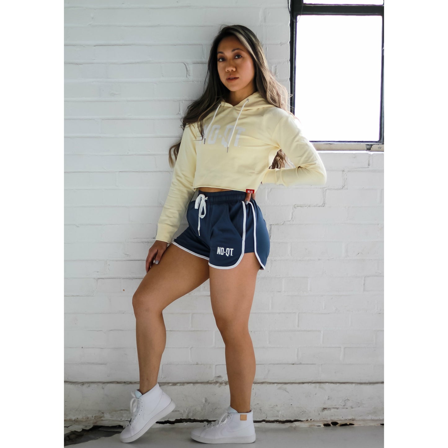 DESIRE CROPPED V2 HOODIE - SANDY BEIGE - noquitsociety