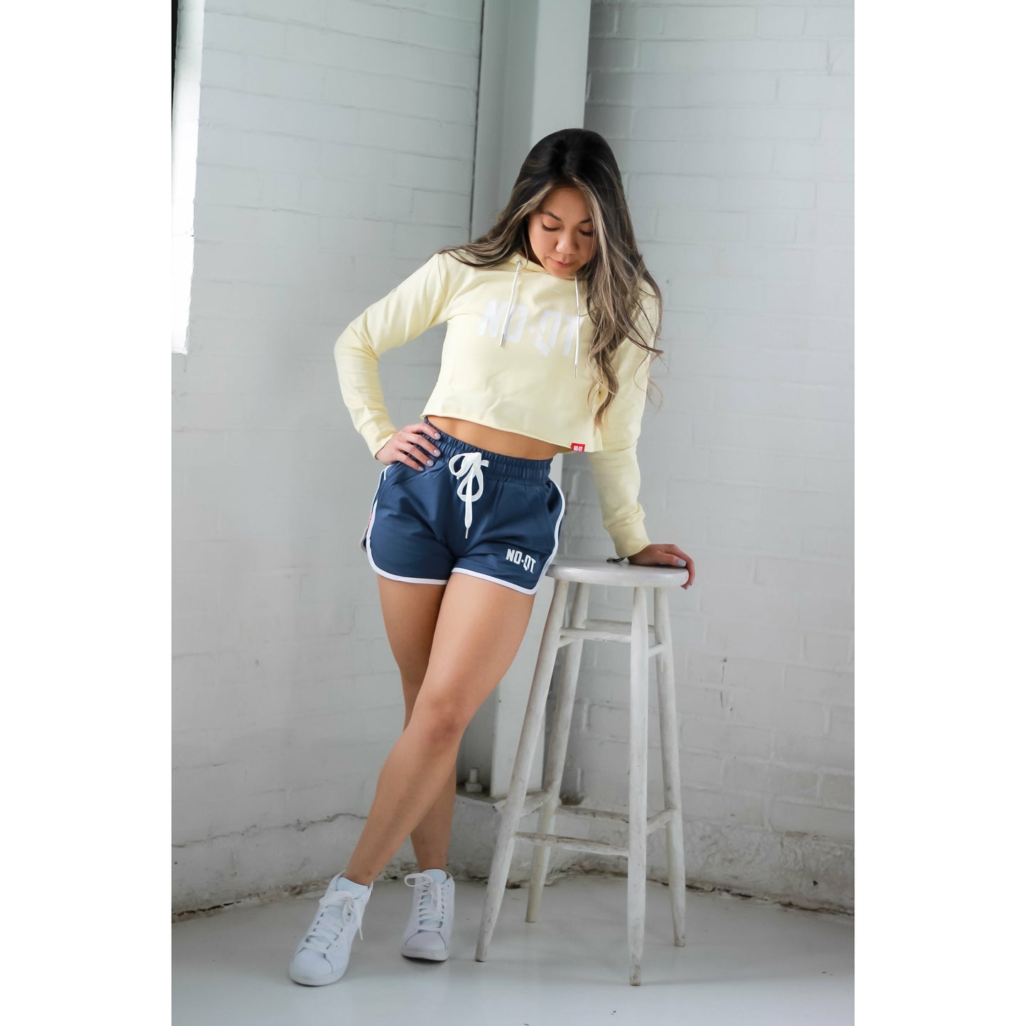 DESIRE CROPPED V2 HOODIE - SANDY BEIGE - noquitsociety