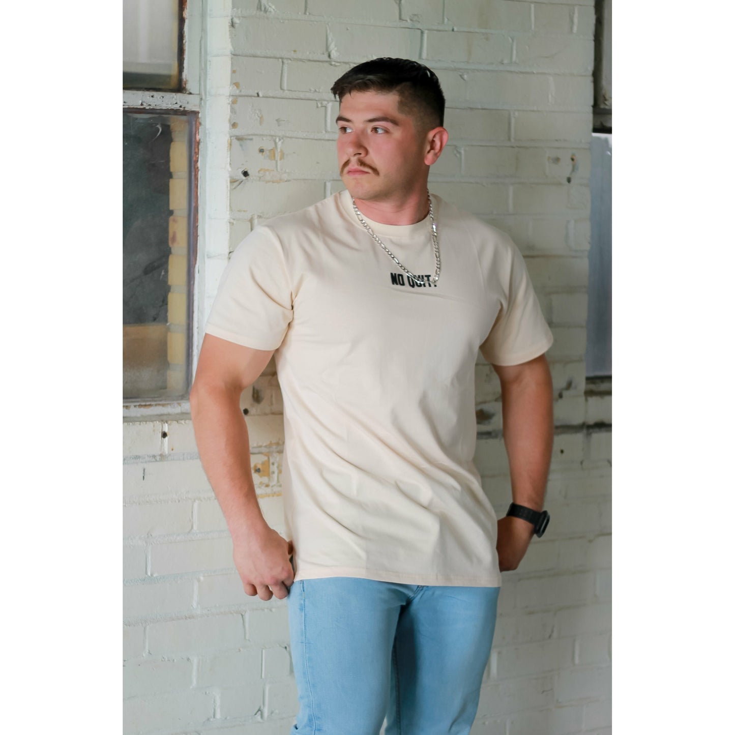 JACKED OVERSIZE TEE- BEIGE - noquitsociety