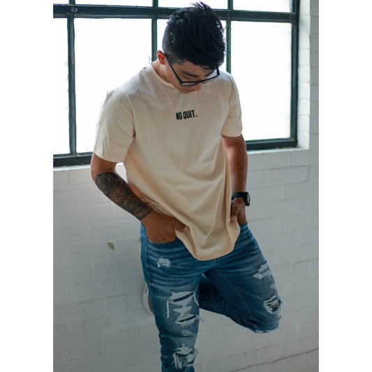 JACKED OVERSIZE TEE- BEIGE - noquitsociety