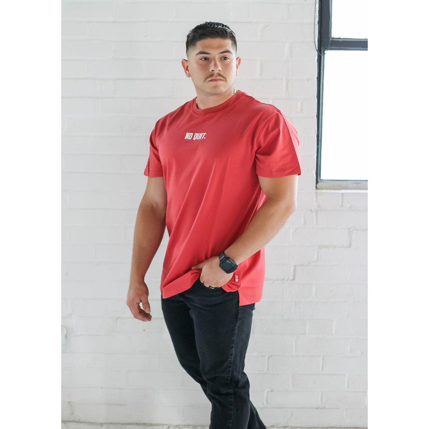 JACKED OVERSIZE  TEE - BURGUNDY - noquitsociety