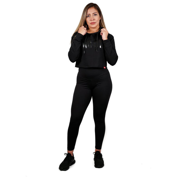 DESIRE CROPPED V2 HOODIE -STEALTH BLACK - noquitsociety