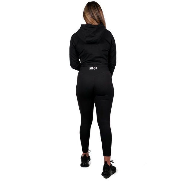 DESIRE CROPPED V2 HOODIE -STEALTH BLACK - noquitsociety