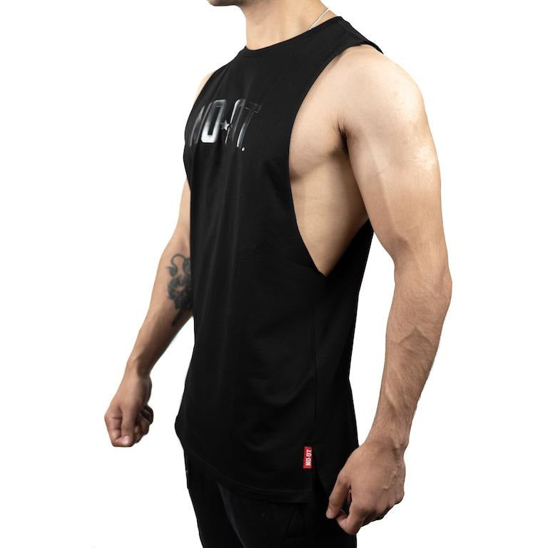 HYBRID MUSCLE TEE - BLACK - noquitsociety