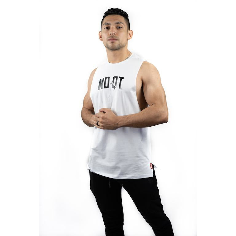 HYBRID MUSCLE TEE - WHITE - noquitsociety